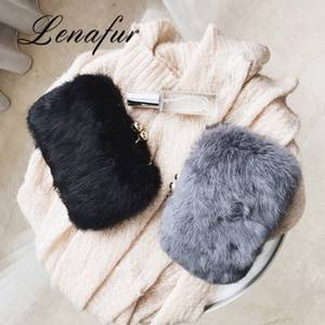 Fashionable Rabbit Fur Lady Evening Bags Leather Tote Bag