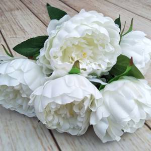 Букет пион.розы Венеция" белый  5 в. Н 45 см., 1 шт