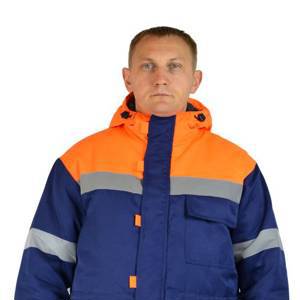 Куртка мужская рабочая "Сургут" утеплённая тк.Смесовая т-синяя с оранжевым (203.М.)