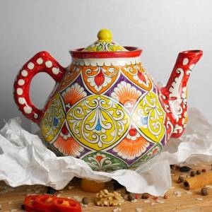 Чайник с узбекской ручной росписью