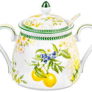 Сахарница 450 мл 15*10*11,5 см "Лимоны" + ложка NEW BONE CHINA