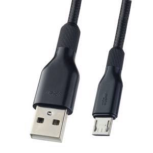 Мультимедийный кабель USB2.0 A вилка - micro USB вилка, силикон, черный, длина 1 м., бокс (U4807)