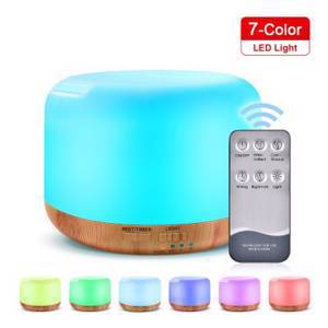 300ml Remote Control Wood Grain Household Fragrance Lamp Ultrasonic Mute Humidifier Light wood grain remote control_US Plug