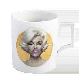 Mug, "Legends blowing Bubbles - Collection" by Michael Moebius, Marilyn, gold, Shape "Berlin", V 0,25 l