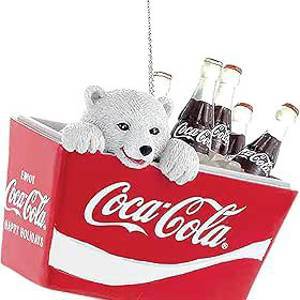 Coca-Cola Kurt Adler Polar Bear Cub in Coke Cooler Ornament, Resin, 2.75-Inch