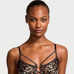 Leopard Embroidery Strappy Bra Top