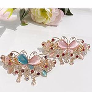 Fashion Pink Colorful Butterfly Hairpin