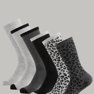 Women's 6-Pack Fashion Crew Socks in Grey Multi