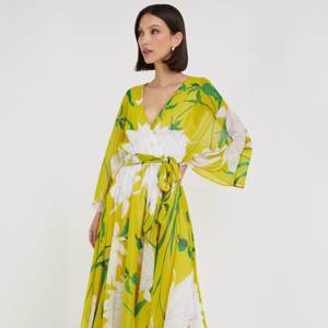 Et Vous Yellow Chiffon Wrap Midaxi Dress