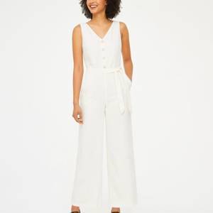 BUTTON V-NECK JUMPSUIT