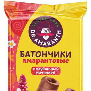 Батончики «Dr.AMARANTH» амарантовые с клубничной начинкой в глазури 19г