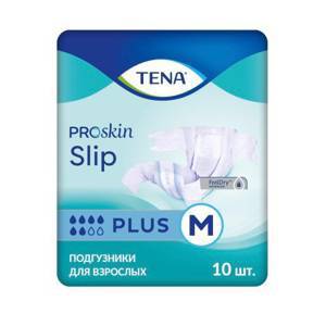 Подгузники для взрослых Tena Slip Plus Medium, объем талии 70-120 см, 10 шт.