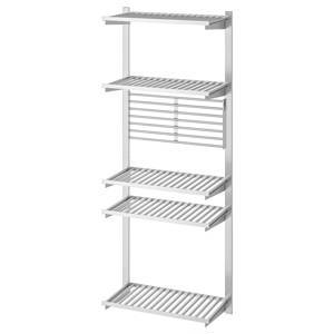 KUNGSFORS, suspension rail with shelf/wall grid, , stainless steel
