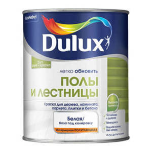 DULUX ЛЕГКО ОБНОВИТЬ ПОЛЫ И ЛЕСТНИЦЫ краска грунт для пола полуглянцевая база BW 0,75л