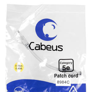 Cabeus PC-UTP-RJ45-Cat.5e-0.15m Патч-корд U/UTP, категория 5е, 2xRJ45/8p8c, неэкранированный, серый, PVC, 0.15м