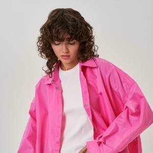 Shiny oversized shirt-jaket (Рубашка-дождевик, розовая)
