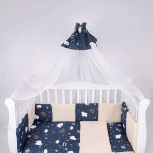 Комплект Premium в кроватку 18 предметов (6+12 подушек-бортиков) AmaroBaby Galaxy, синий