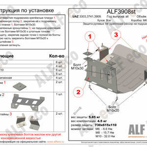 Защита Рулевых тяг (Сталь 2мм) ALF3908ST