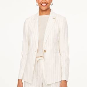 STRIPED LINEN BLEND BLAZER