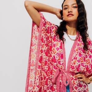 Gemusterter Kimono - Fuchsia