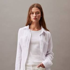 Textured Button-Front Roll-Sleeve Shirt