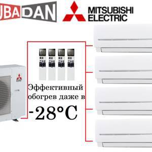 Тепловой насос Mitsubishi Electric MXZ-4E83VAHZ + 4 внутренних блока серии Standard SF (25+25+25+25)