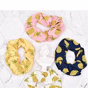 Fashion Navy Pineapple Fruit Fabric Printed Large Intestine Hair Tie