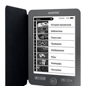 Электронная книга Digma M1 6" E-ink HD Pearl 758x1024 600MHz 128Mb/4Gb/SD/microSDHC темно-серый (в компл.:обложка)