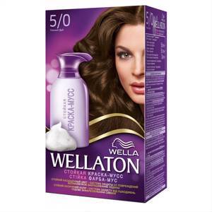 Краска-мусс для волос Wellaton стойкая 5/0 Темный дуб (4056800997916)