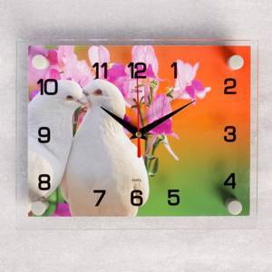 Часы настенные, серия: Животный мир, "Белые голуби", 20х26 см, микс