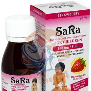 Детский парацетамол суспензия с клубничным вкусом SaRa 120 мг 60 мл
