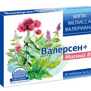 "Валерсен + Магний B6" в таблетках успокаивающие с экстрактом валерианы