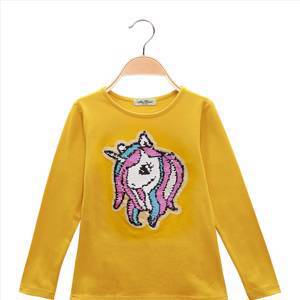 Maglia a maniche lunghe con unicorno e paillettes