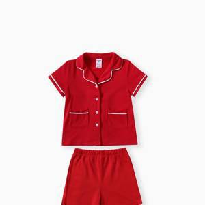 Toddler/Kid Boy/Girl 2pcs Solid Color Lapel Pajamas Set