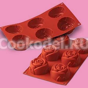 Форма силикон "Цветок розы, 6 фигур" D75х40 мм