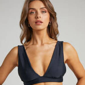 Finn Top - Thick Strap V Neck Bikini Top in Black