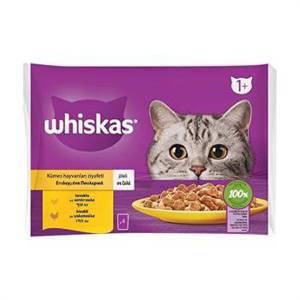 Whiskas Kümes Hayvanları Ziyafeti Tavuklu ve Hindili Kedi Yaş Mama 340 gr (4 X 85 Gr)