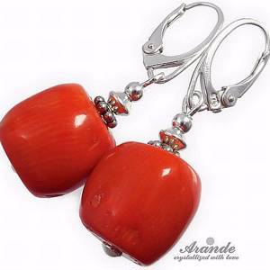 NATURAL CORAL BEAUTIFUL EARRINGS STERLING SILVER 925
