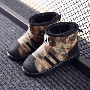 儿童雪地靴男女童2023冬季新款套脚短靴绒面棉鞋加绒保暖鞋中小童