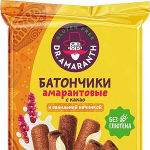 Батончики «Dr.AMARANTH» амарантовые с какао и ванильной начинкой 72г