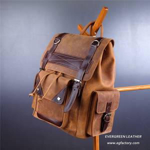 Full Grain Cow Leather Backpack Men's Travelling Backpack Leisure Backpack EMH013