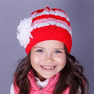 Нарядная вязанная шапка для девочек оптом - Бант - осень - Артикул 1510