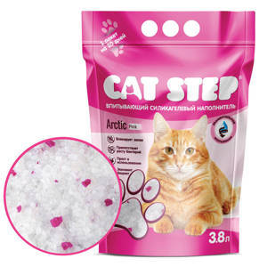 Cat Step Arctic Pink наполнитель для кошачьего туалета силикагелевый впитывающий