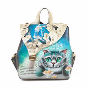 Женский рюкзак с авторским рисунком "Чеширское чаепитие" выполненным вручнуюнашимхудожником