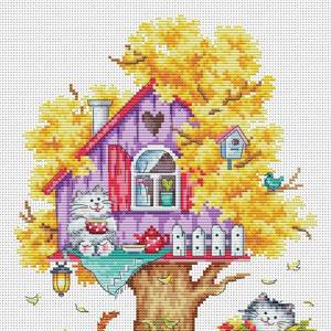 Набор для вышивания «Каролинка»  МКН 61-14 Кошкин дом (осень)